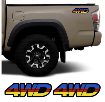 Car stickers logo 4WD Retro compatible with Toyota Tacoma