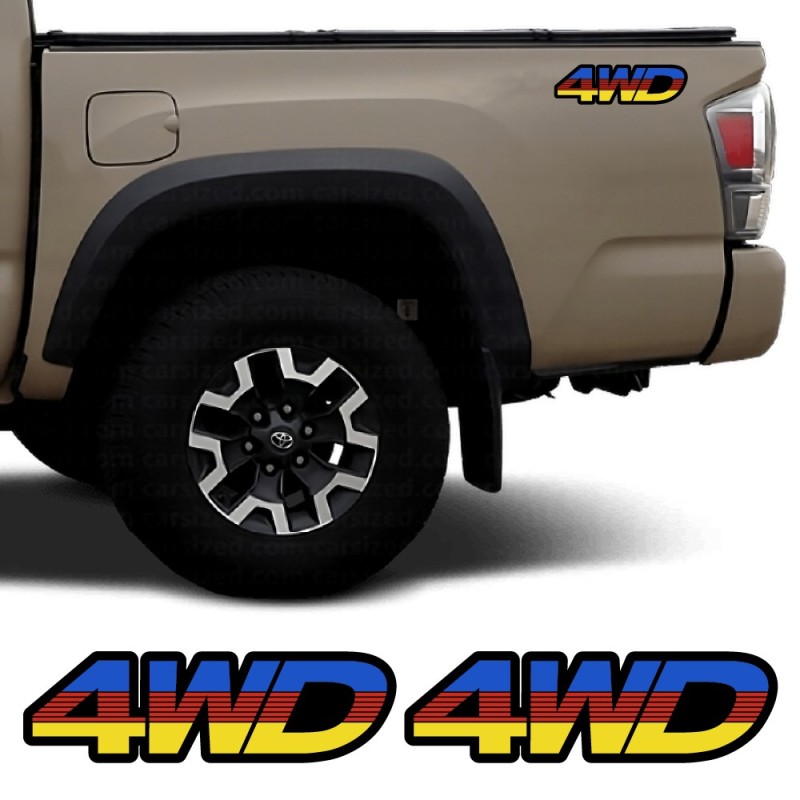 Car stickers logo 4WD Retro compatible with Toyota Tacoma