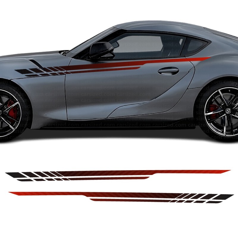 Adesivi per auto striscia laterale Carbon Speed compatibile con Toyota Supra