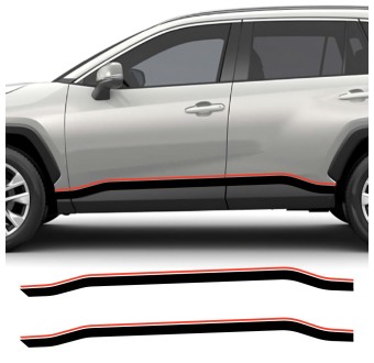 Adesivi per auto striscia laterale Wave Line compatibile con Toyota RAV4