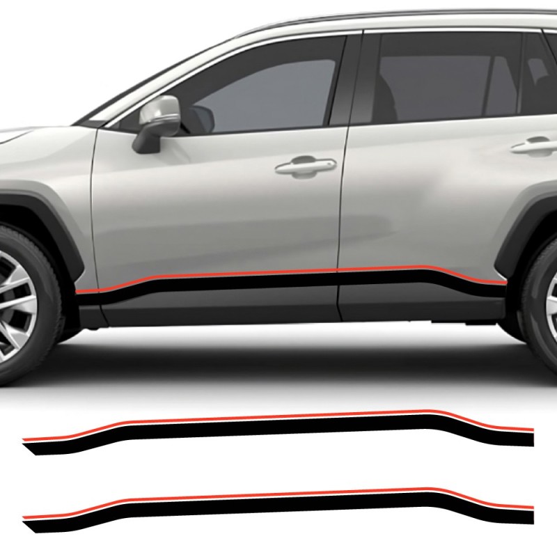 Adesivi per auto striscia laterale Wave Line compatibile con Toyota RAV4