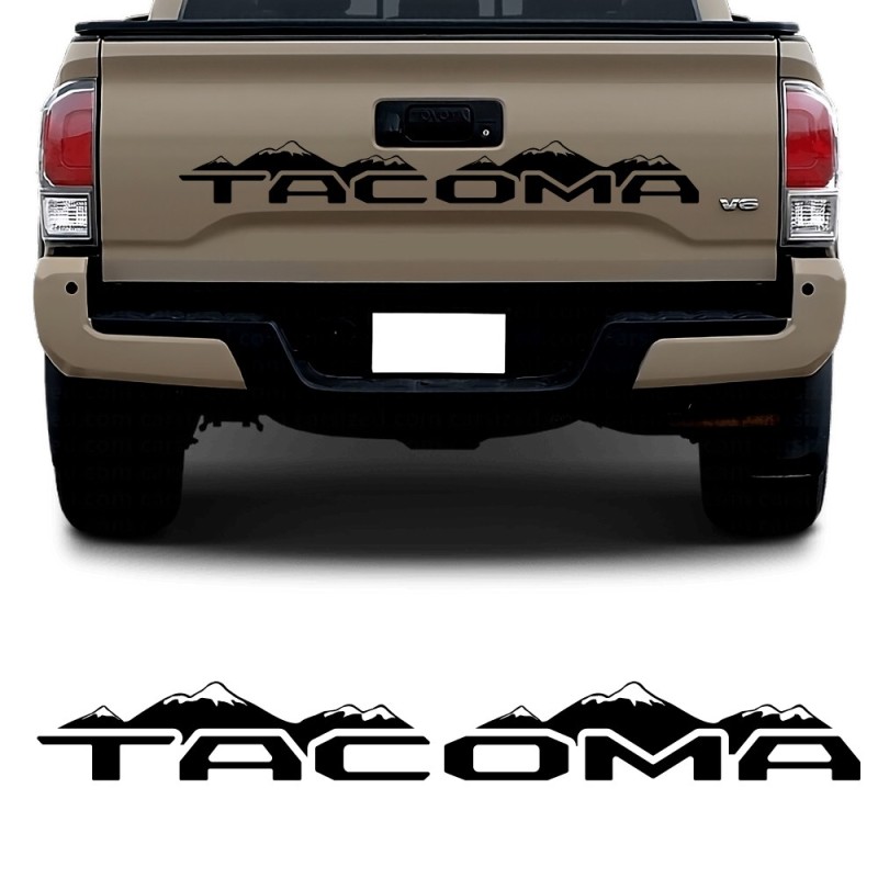 Car decals rear window logo Tacoma Mountains compatible with Toyota Tacoma