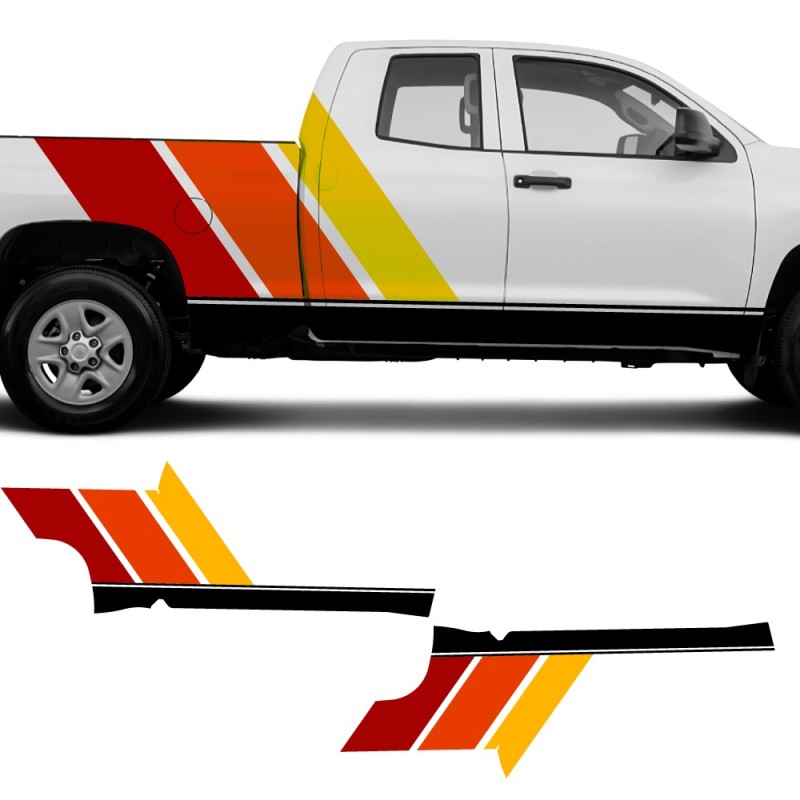 Car decals side stripe Retro Sunset compatible with Toyota Tundra