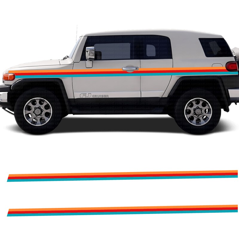 Pegatinas franjas laterales retro off-road Toyota FJ Cruiser