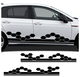 Autocollants pour voiture bande latérale Hexagon Style compatible avec Volkswagen Golf 8