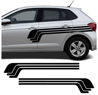 Autocollants pour voiture bande latérale Dynamic Flow compatible avec Volkswagen Polo