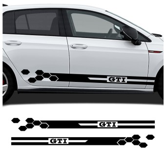 Autocollants pour voiture bande latérale GTI Hexagon compatible avec Volkswagen Golf GTI