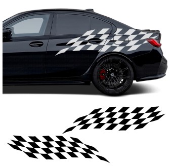 Autocollants pour voiture latéraux drapeau à damier racing compatible avec BMW Série 3