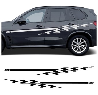 Decalcomanie striscia laterale a scacchi racing compatibile con BMW X5