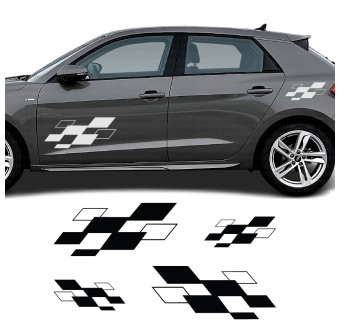 Autocollants pour voiture latéral Racing Pixel compatible avec Volkswagen Polo