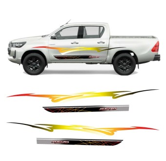 Decalques faixa lateral Revo Flame com Toyota Hilux