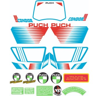 Autocollant Motos Puch Condor 3 Set de Sticker Blanche - Star Sam