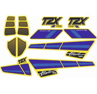 Puch TZX Motorbike Stickers Sticker Set Blue-Yellow - Star Sam