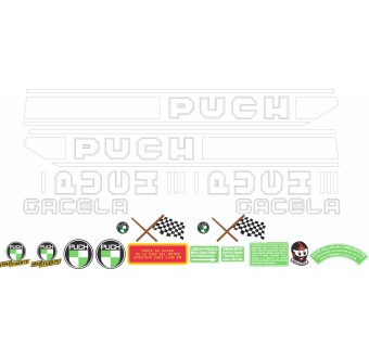 Puch Gacela Motorbike Stickers White Colour Sticker Kit - Star Sam