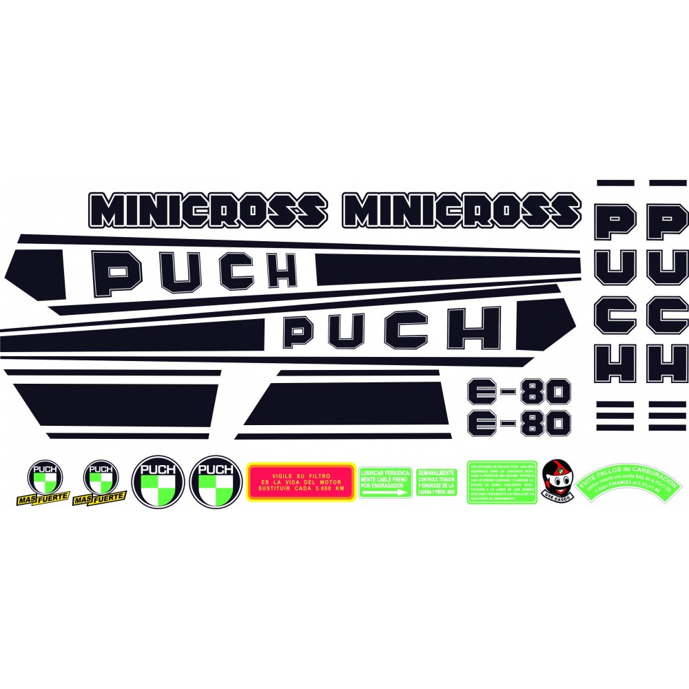 Autocolantes Moto Puch Minicross E 80 Sticker Set - Star Sam