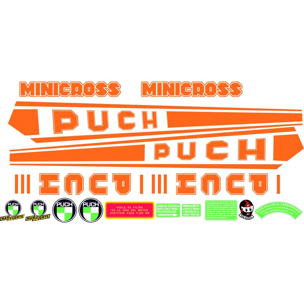 Puch Minicross III Motorbike Stickers  Orange - Star Sam