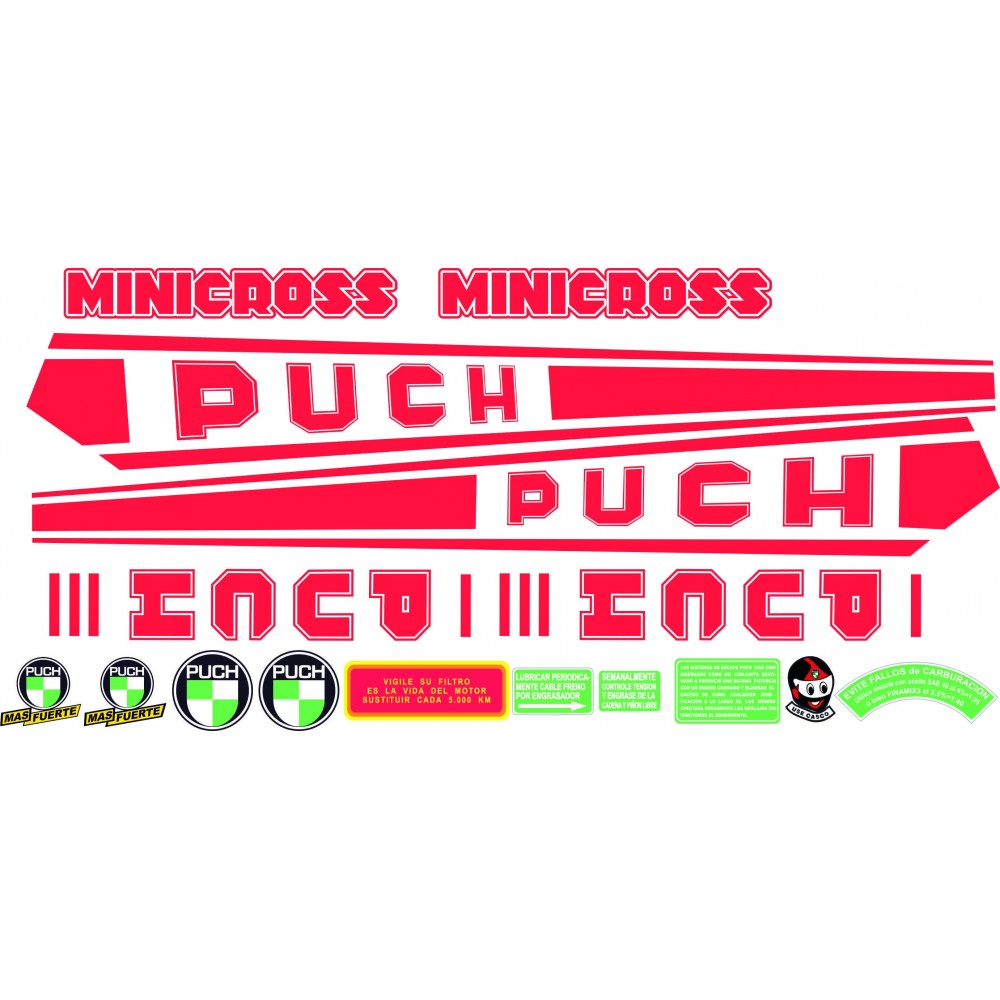 Puch Minicross III Motorbike Stickers Sticker Set Red - Star Sam