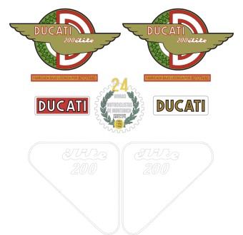 Autocollant Motos Ducati Elite 200 serie 1 Set Stickers - Star Sam