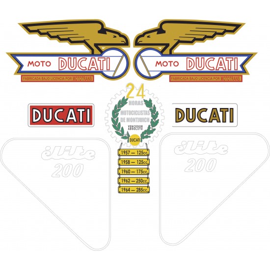 Αυτοκόλλητα Moto Ducati Elite 200 Αυτοκόλλητο σετ 2 - Star Sam