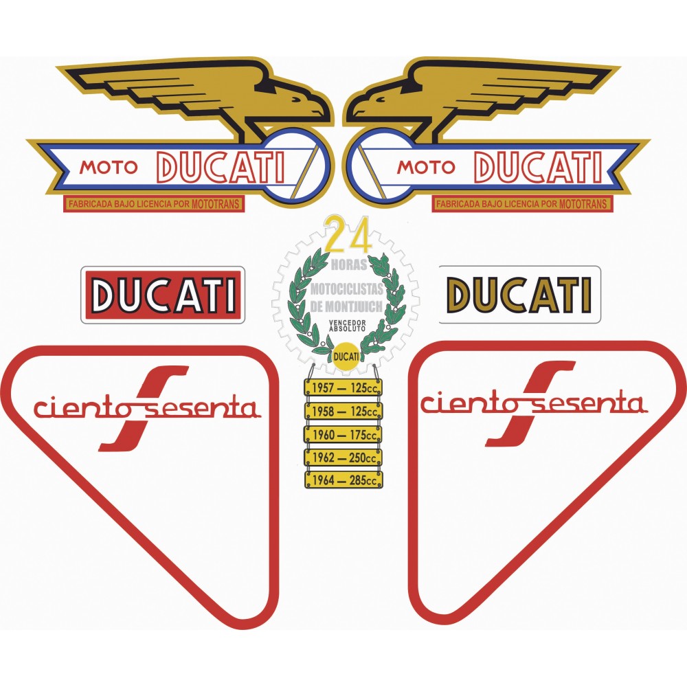 Ducati 160 SPORT Kit Motorbike Sticker Gold And Red - Star Sam