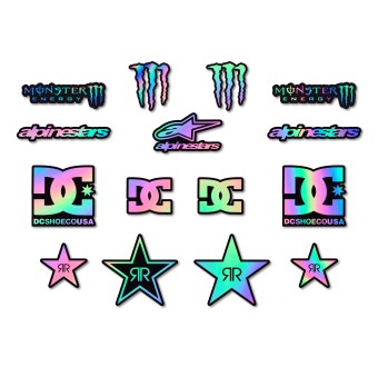 Stickers Velo Logos Alpinestars DC Monster Rockstar - Star Sam