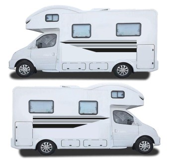 Black Side Stripes Caravan Stickers  - Star Sam