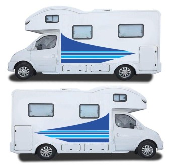 Autocolante Caravana Riscas Laterais Cor Azul - Star Sam