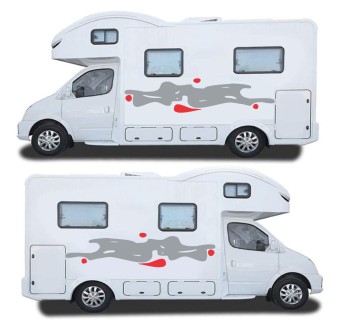 Adesivo Camper-Roulotte Stile Astratto Colore Grigio Rosso - Star Sam