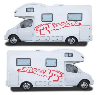 Adesivo Per Camper-Roulotte Stile Graffiti Colore Rosso - Star Sam