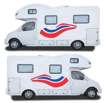 Red & Blue Side Stripes Caravan Stickers - Star Sam