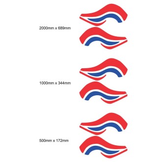 Red & Blue Side Stripes Caravan Stickers - Star Sam