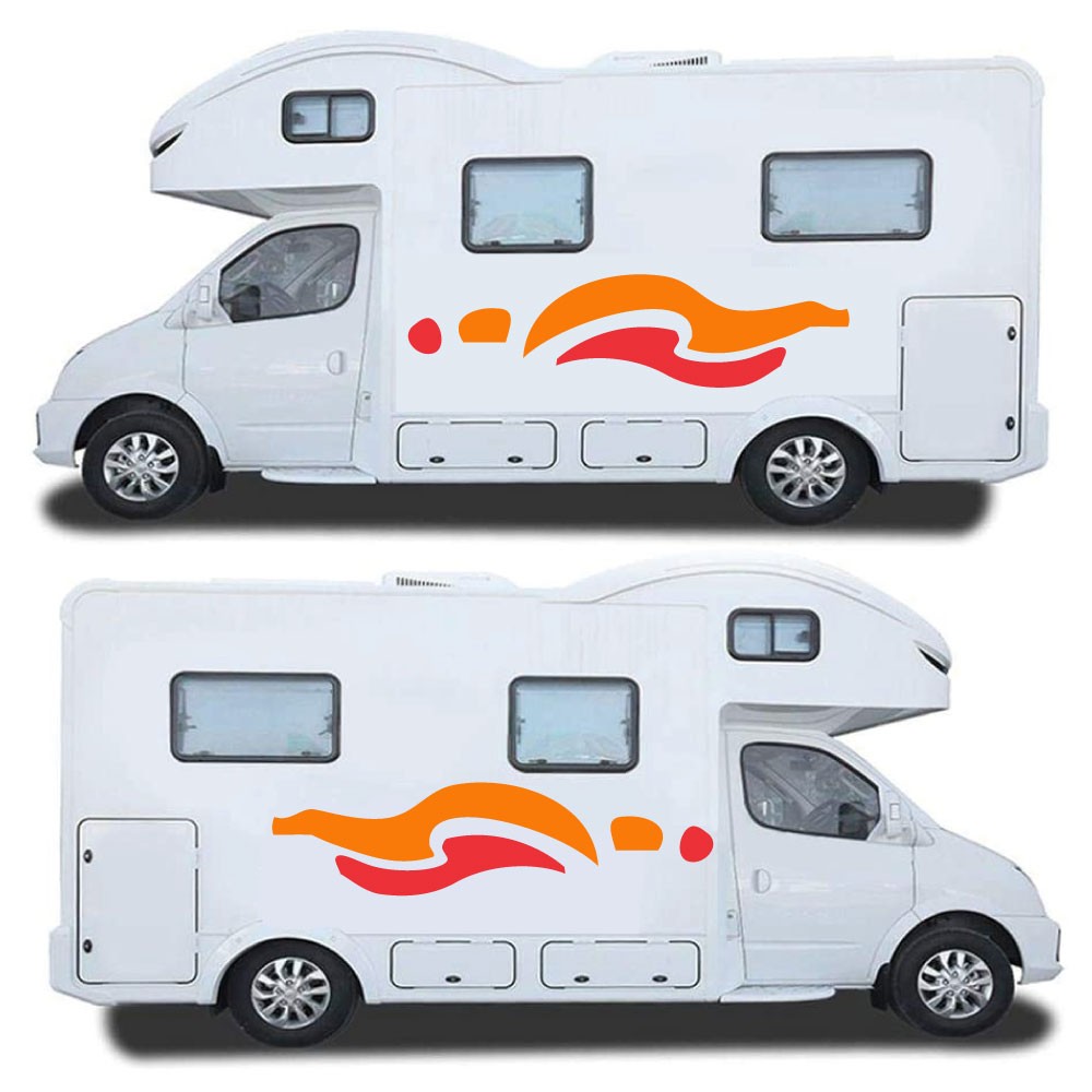 Stickers Pour Camping Car Style Abstrait Couleur Orange - Star Sam