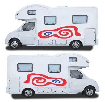 Adesivi Camper-Roulotte Stile Psichedelico Colore Rosso - Star Sam