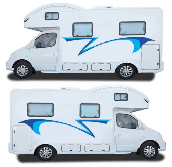 Adesivi Strisce Laterali Colore Blu Camper - Star Sam