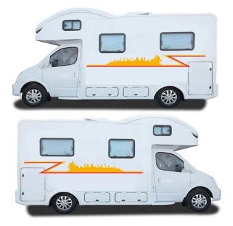 Flaming Stripes (Fire) Caravan Stickers-Decals - Star Sam