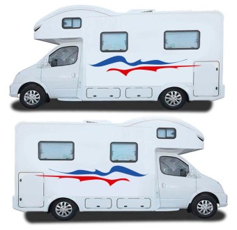 Red And Blue Side Stripes Caravan Stickers-Decals - Star Sam