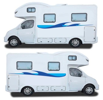 Autocolantes Caravana Listras Azul - Star Sam