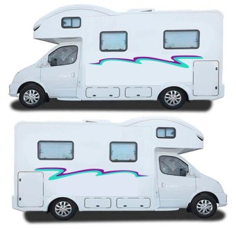 Lilac And Mint Side Stripes Caravan Stickers-Decals  - Star Sam