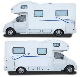 Blue Side Stripes Caravan Stickers - Star Sam