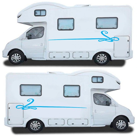 Autocolantes De Caravana Sidestripes Cor Azul Claro - Star Sam