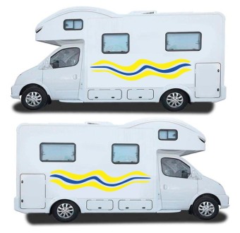 Yellow And Blue Side Stripes Caravan Stickers-Decals - Star Sam