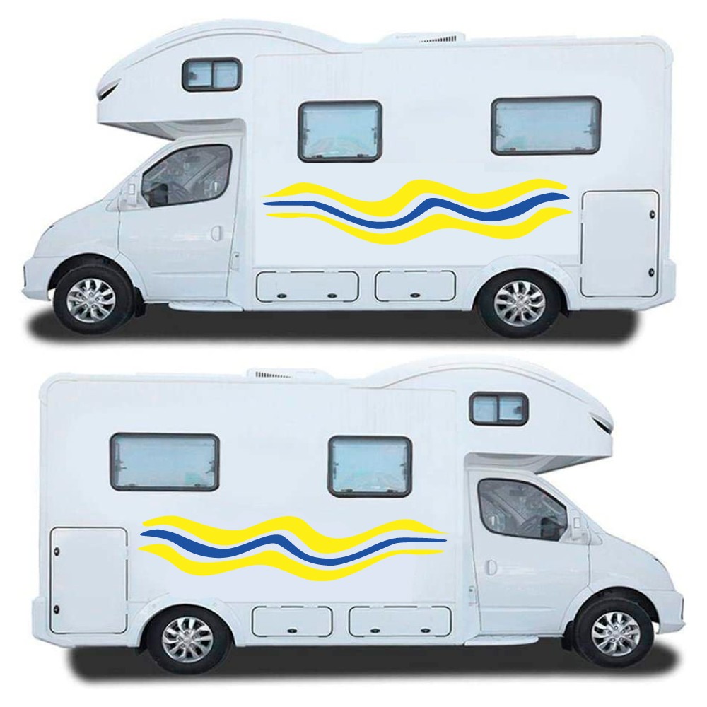 Yellow And Blue Side Stripes Caravan Stickers-Decals - Star Sam