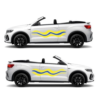 Yellow And Blue Side Stripes Caravan Stickers-Decals - Star Sam