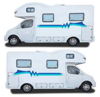 Adesivi Per Camper Strisce Laterali Colore Blu - Star Sam