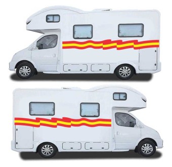 Set Autocollants Pour Caravane Avec Drapeau Espagnol- Star Sam