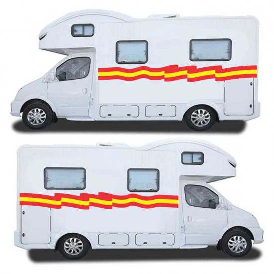 Set Autocollants Pour Caravane Avec Drapeau Espagnol- Star Sam