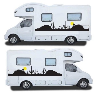 Caravan Sticker Set Wild West Silhouette Mod.2 - Star Sam