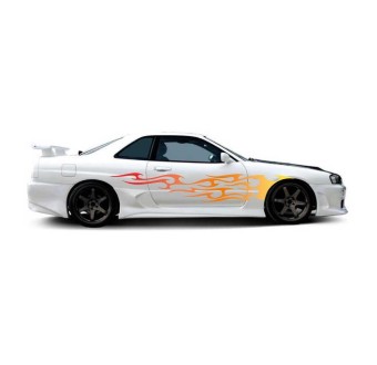 Flames of Fire 5 Car Sticker Set - Star Sam