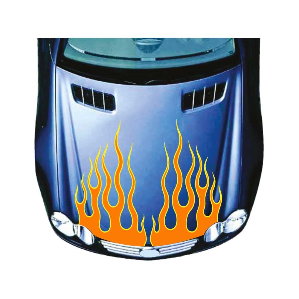 Flames Of Fire Car Bonnet Sticker Set Mod.12 - Star Sam