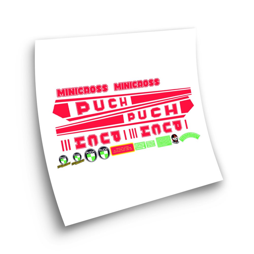 Moto Stickers Puch Minicross III Red Sticker Set - Star Sam